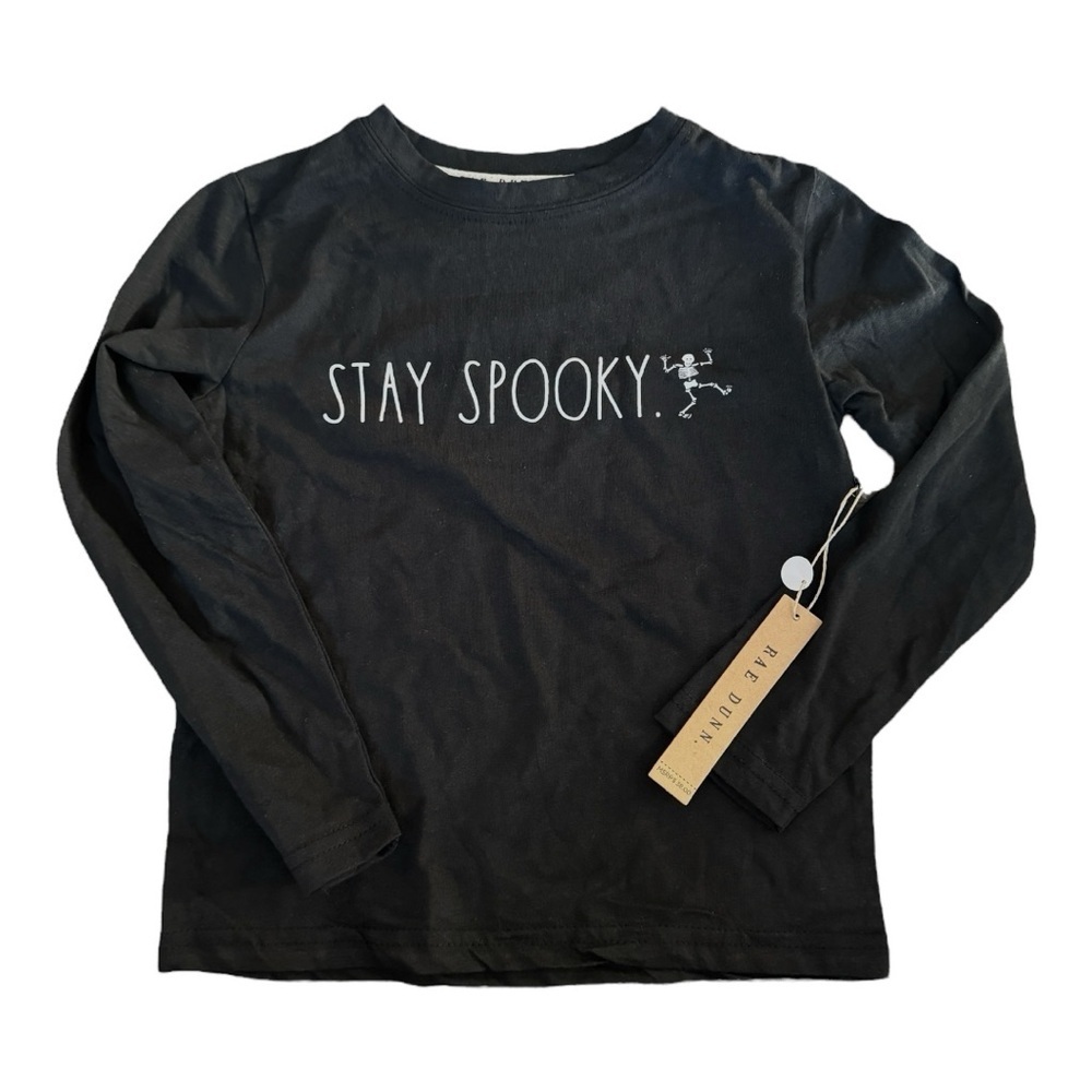 Rae Dunn Stay Spooky Skeleton Halloween Long Sleeve Tee T-Shirt Kids Size 5